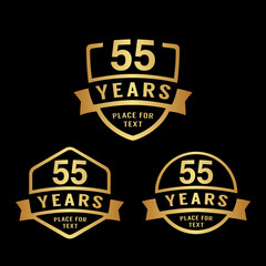 Obraz premium 55 years anniversary celebration logotype. 55th anniversary logo collection. Set of anniversary design template. Vector illustration. 