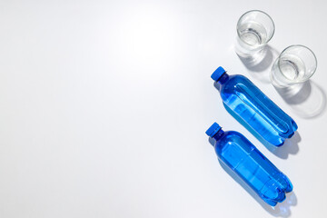 Concept of thirst and freshness, fresh water, space for text