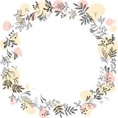 Fototapeta na wymiar floral wreath soft pink- frame SVG