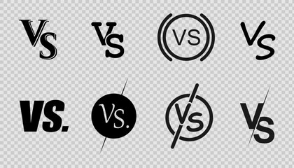 Vs letters with line icon on white background. Versus logo, symbol and background. Vs sign set for game, battle and sport. Vector illustration.