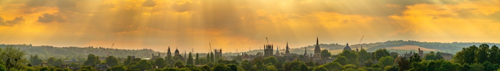 Skyline rooftop panorama of Oxford city in England