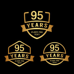 95 years anniversary celebration logotype. 95th anniversary logo collection. Set of anniversary design template. Vector illustration. 