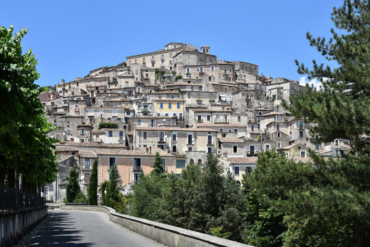 Panoramic view of Morano Calabro, a mountain village in Calabria, Italy.