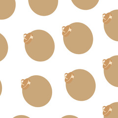 Hand drawn seamless pattern with cute christmas tree decorations. Repetitive New Year baubles print. Vector design template.