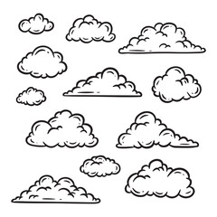 Set of hand drawn cloud vector