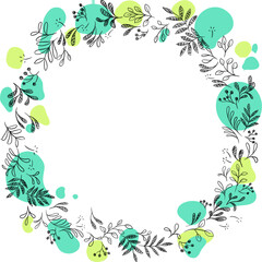 floral wreath blue green- frame SVG
