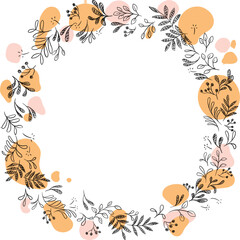 floral wreath pink brown- frame SVG
