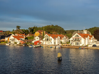 The historical seaside resort town of Mandal on the southern coast of Norway, Lindesnes municipality, Agder county, Norway.