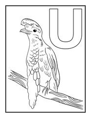Animal alphabet coloring pages for kids. Outline pages for kids education. White background.