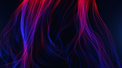 Abstract background with red glowing lines. Smooth curve lines illustration