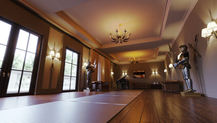 3-D render fencing hall