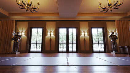 3-D render fencing hall