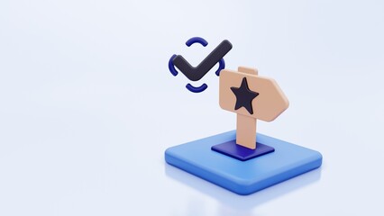 3d illustration approved way with checklist mark