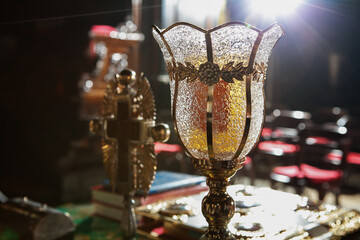 Liturgical objects in detail in the church.