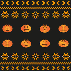 Happy Halloween - snowflakes and pumpkin faces.