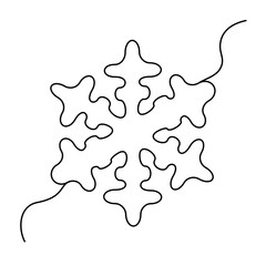 Obraz premium Snowflake Continuous Illustration, One Line Snow flake