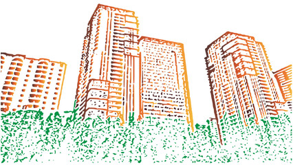 city skyline in the city.abstract city skyline.urban city skyline .City graphic color cityscape skyline sketch illustration vector . 