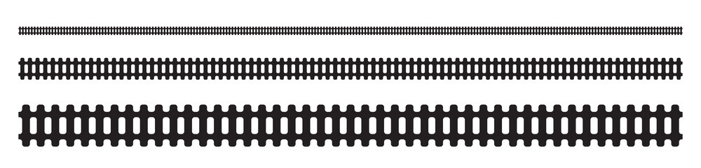 Railway Line, Rails Symbol, Train Tracks Sign, Railroad Pictogram, Railway Track Silhouette