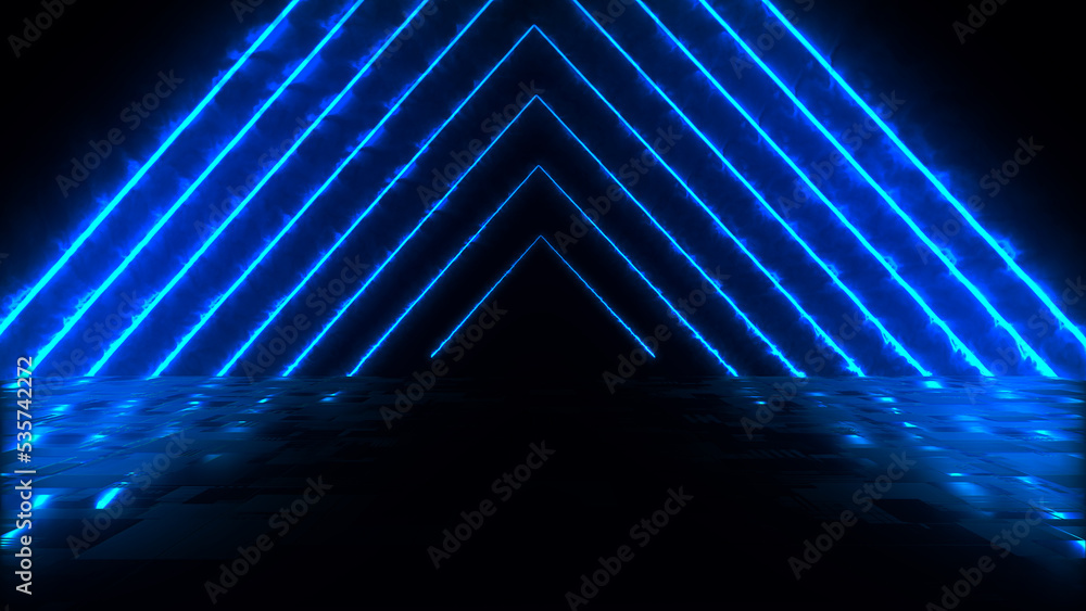 Poster abstract colorful background with bright neon rays and glowing lines. abstract tech futuristic backg
