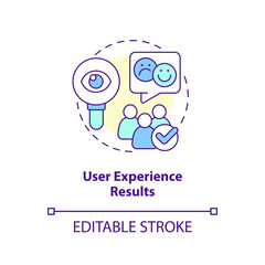 User experience results concept icon. Usability design testing feedback. UX review abstract idea thin line illustration. Isolated outline drawing. Editable stroke. Arial, Myriad Pro-Bold fonts used