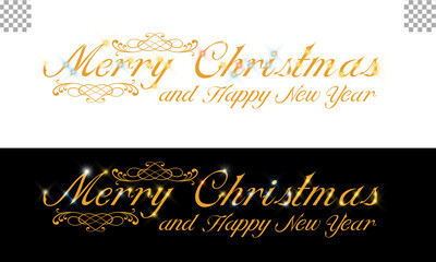 Merry Christmas logo design transparent background gold luxury style
