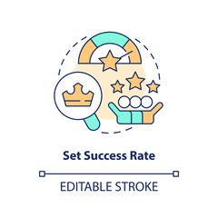 Set success rate concept icon. Positive result percentage. Best product metrics abstract idea thin line illustration. Isolated outline drawing. Editable stroke. Arial, Myriad Pro-Bold fonts used