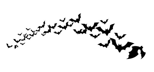 Flying bats flock isolated on transparent background.  - obrazy, fototapety, plakaty