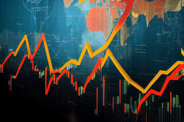 Naklejka premium Global graph analysis graph for return of success, strategy and planning investment, Banking, Finance, and stock