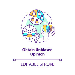 Obtain unbiased opinions concept icon. Get objective reviews. Receive users feedback abstract idea thin line illustration. Isolated outline drawing. Editable stroke. Arial, Myriad Pro-Bold fonts used