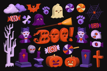 3D Halloween illustration, 3D Halloween cartoon, 3D Halloween vector, 3D Halloween Party, 3D Halloween elements, 3D Halloween assets
