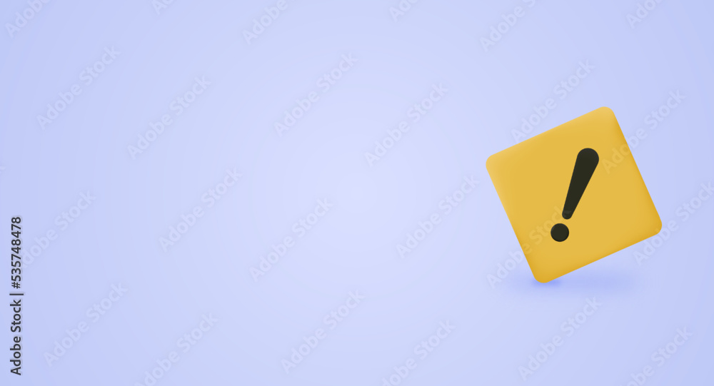Poster warning message concept represented by exclamation mark icon. exclamation 3d realistic symbol in rho