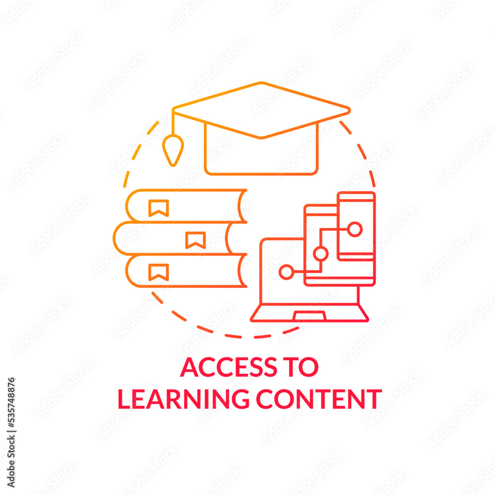 Poster access to learning content red gradient concept icon. issue in corporate training abstract idea thin