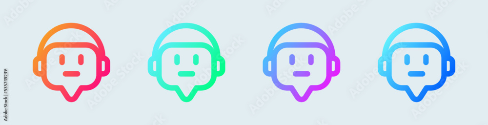 Aufkleber chat bot line icon in gradient colors. artificial support signs vector illustration.