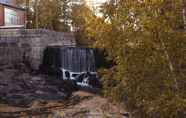 Fototapeta premium beautiful waterfall in the mountains. autumn landscape.