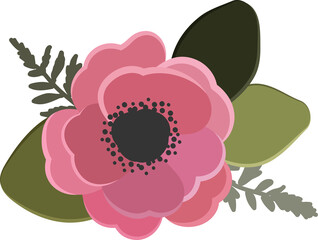 colorful anemone flower bouquet collection flat style