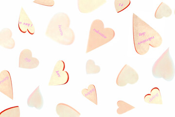 hearts flying whirl in the air for valentines design . valentine's day background