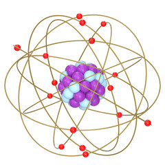 3d rendering illustration of a stylized atom