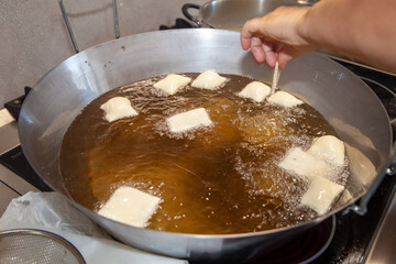 fried dumpling typical dish of the hills of bologna modena reggio flour water mixed and fried in...