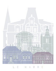 Fototapeta premium LE HAVRE SKYLINE POSTER PASTEL