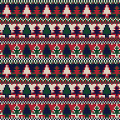 Christmas Tree Fair Isle Seamless Pattern Design