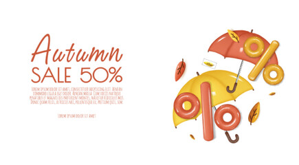 Autumn sale background, banner, poster or flyer. Vector illustration with colorful leaves. Template for banner, web poster, flyer, greeting card.