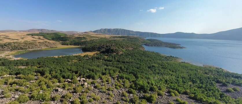 Panorama Of Nemrut Lake In The Armenian Highlands In Eastern Turkey