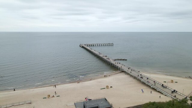 Aerial view of Palanga bridge surrounded by water