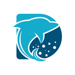 Letter D and dolphin logo template vector icon