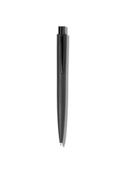 black ballpoint pen, isolated white background, black ballpoint pen with shadow, copy space for...