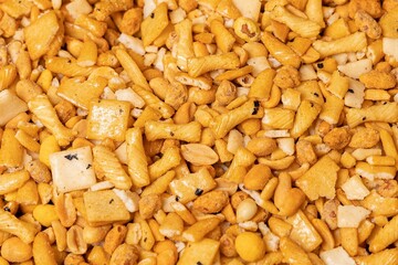 Rice cracker mix with seasoned nuts - prefect for a healthy breakfast