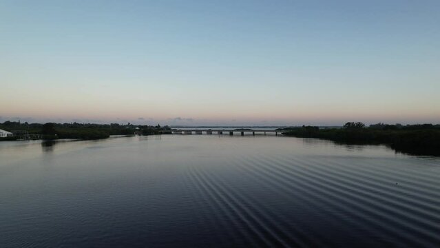 Drone shot of Sunrise over the Braden River, Florida