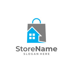 Shop home logo design concept vector. business agency real estate logo. furniture shop logo design template
