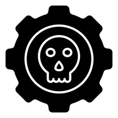 Skull inside gear, concept of hacking management 