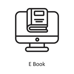E Book Outline Vector Icon Design illustration on White background. EPS 10 File